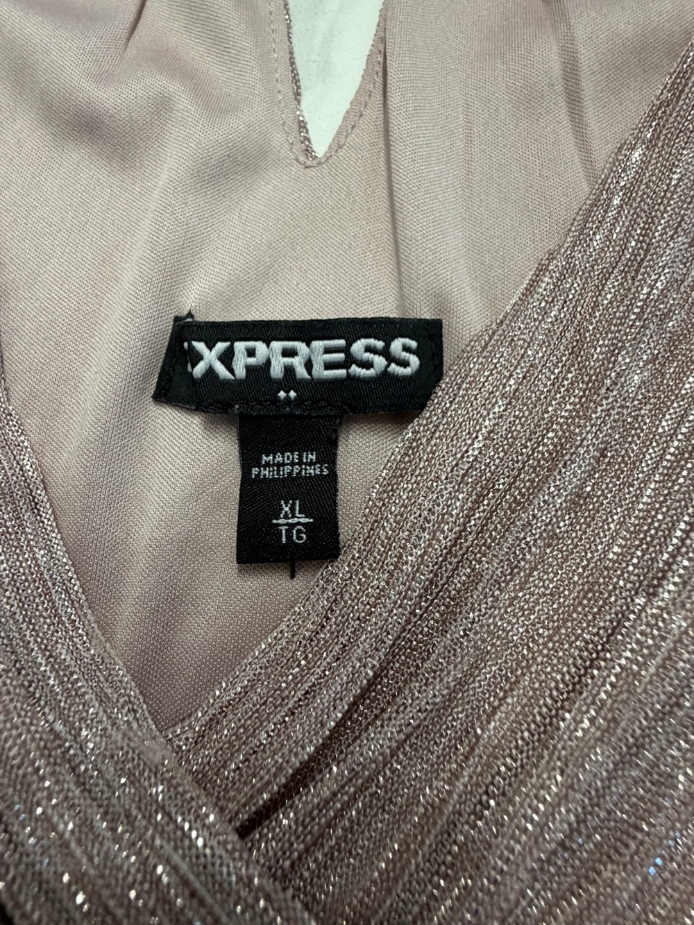 Express Sleeveless Metallic Mauve Wrap Mini Dress XL - Picture 8 of 8